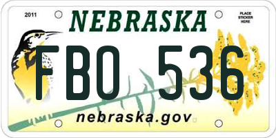 NE license plate FBO536