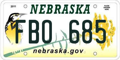 NE license plate FBO685