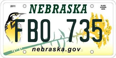 NE license plate FBO735