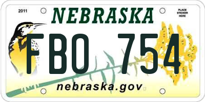 NE license plate FBO754