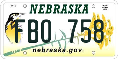 NE license plate FBO758
