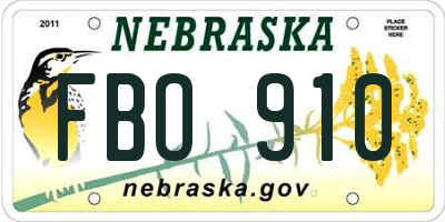 NE license plate FBO910