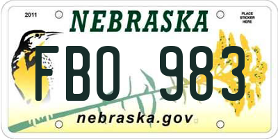 NE license plate FBO983