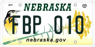 NE license plate FBP010
