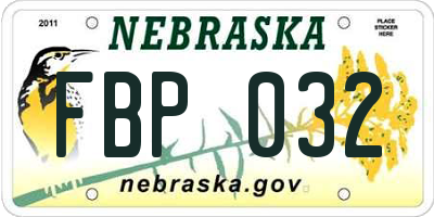 NE license plate FBP032