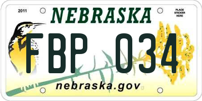 NE license plate FBP034