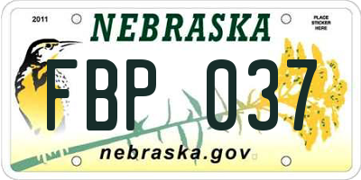 NE license plate FBP037