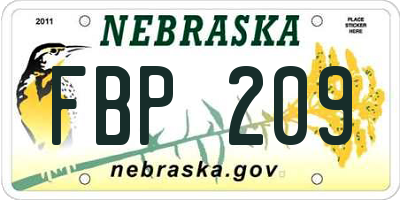 NE license plate FBP209