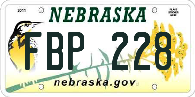 NE license plate FBP228