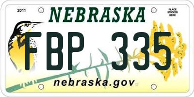 NE license plate FBP335