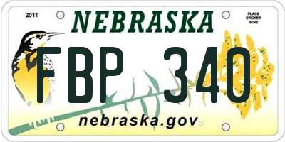 NE license plate FBP340
