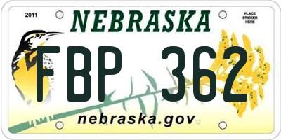 NE license plate FBP362