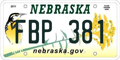 NE license plate FBP381