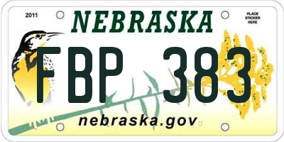 NE license plate FBP383