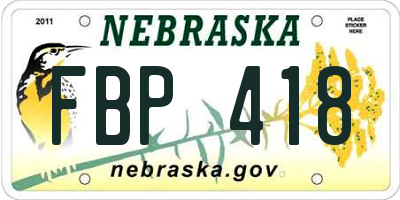 NE license plate FBP418