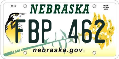 NE license plate FBP462