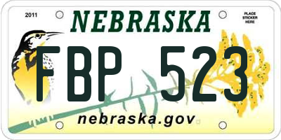 NE license plate FBP523