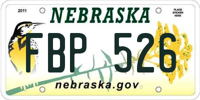 NE license plate FBP526