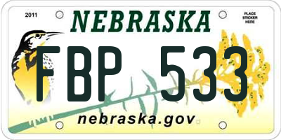 NE license plate FBP533