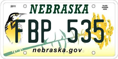 NE license plate FBP535