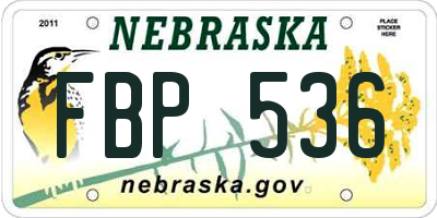 NE license plate FBP536