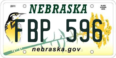 NE license plate FBP596