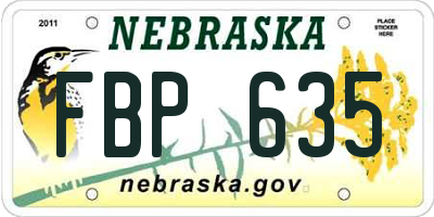 NE license plate FBP635