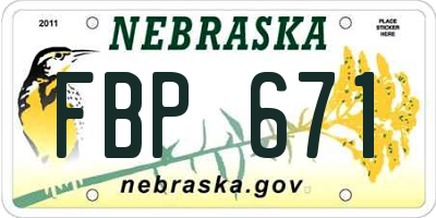 NE license plate FBP671