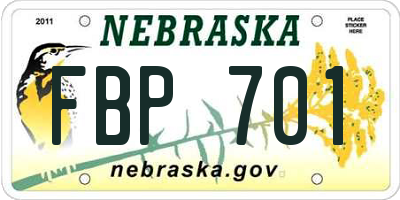 NE license plate FBP701