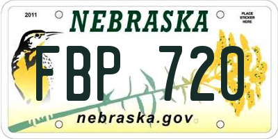 NE license plate FBP720