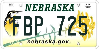 NE license plate FBP725