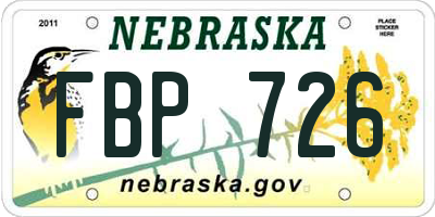 NE license plate FBP726