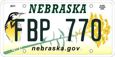 NE license plate FBP770