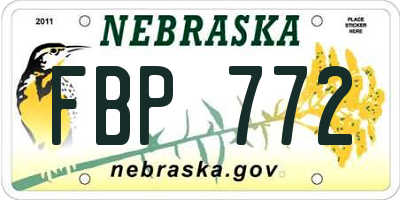 NE license plate FBP772