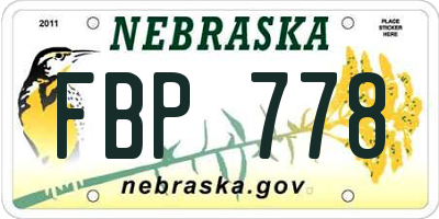 NE license plate FBP778