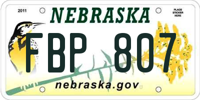 NE license plate FBP807