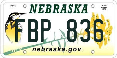 NE license plate FBP836