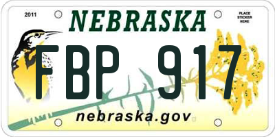 NE license plate FBP917