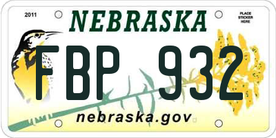 NE license plate FBP932