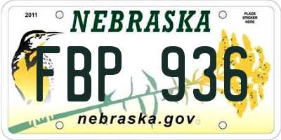 NE license plate FBP936