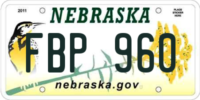 NE license plate FBP960