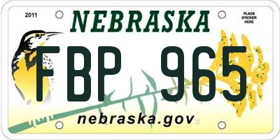 NE license plate FBP965