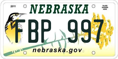 NE license plate FBP997