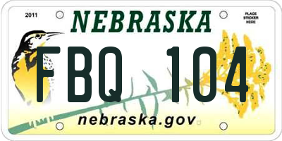 NE license plate FBQ104
