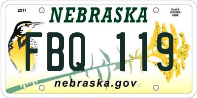 NE license plate FBQ119
