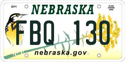 NE license plate FBQ130