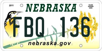 NE license plate FBQ136