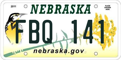 NE license plate FBQ141