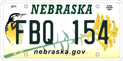 NE license plate FBQ154