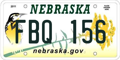 NE license plate FBQ156